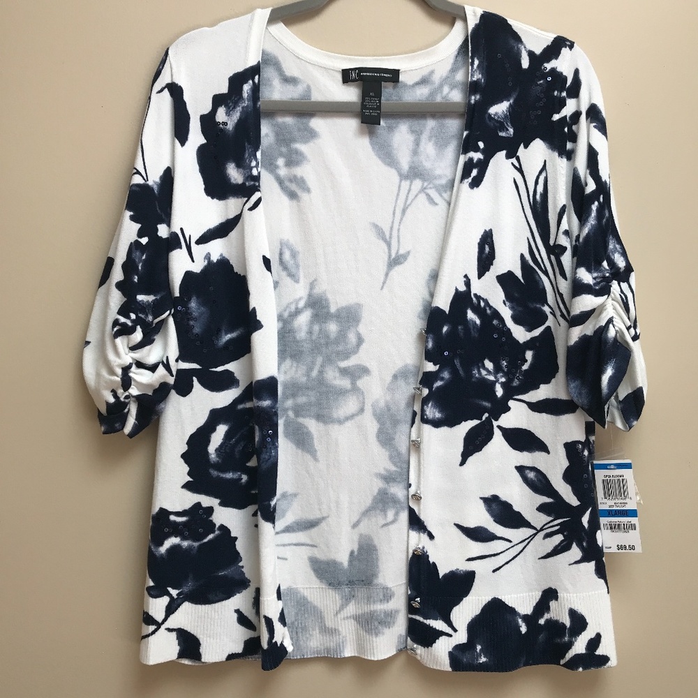 INC FLORAL BUTTON DOWN CARDIGAN - NWT